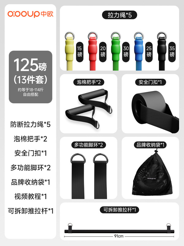 拉力绳家用健身瑜伽弹力带女开肩练背练腿挂门下拉训弹力绳组合装|undefined