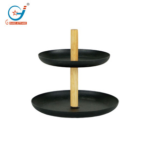 Factory Direct multi-layer plate wholesale cross-border wooden handle metal bottom double-layer jewelry rack mini storage tray