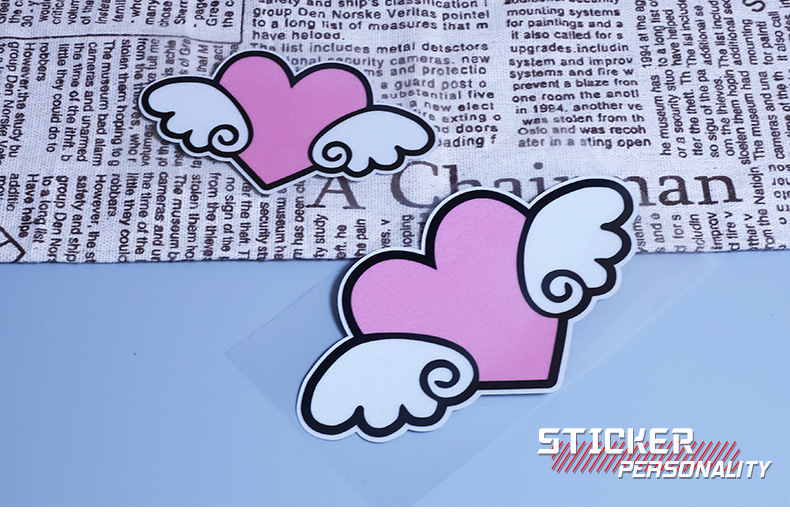 Wings Heart Car Creative Cartoon Sticker Scratch Cover Decoration
