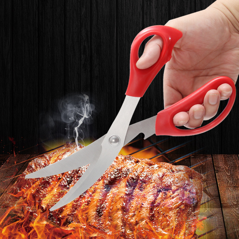 Household Stainless Steel Kitchen Shears, Korean Style BBQ Shears, Seafood and Steak Cutters, Food Shears