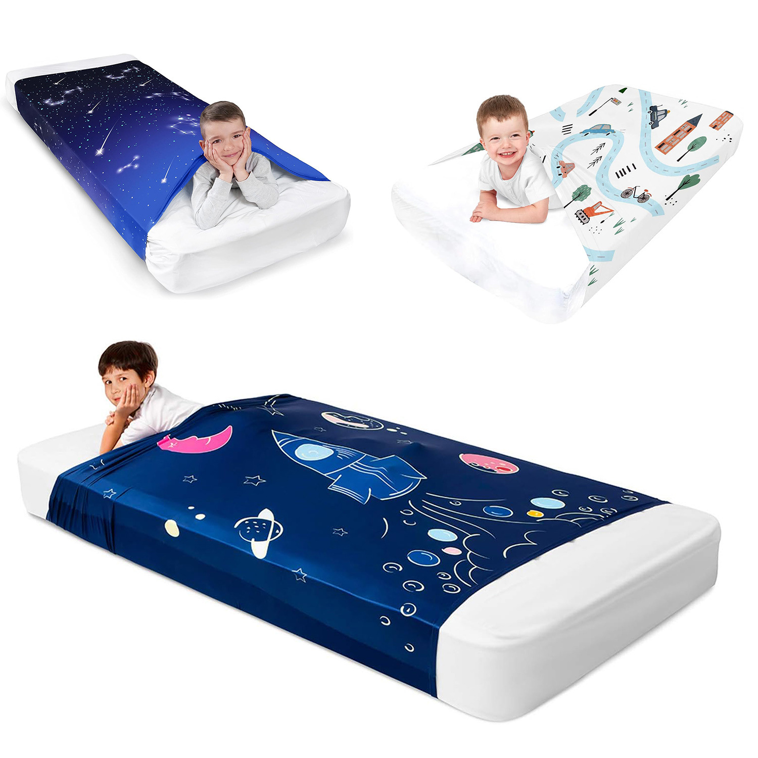 Cubierta de cama para niños, sábana de compresión sensorial, sábana, sábana, elástico, transpirable, alivia el estrés, ayuda a dormir, Blanket