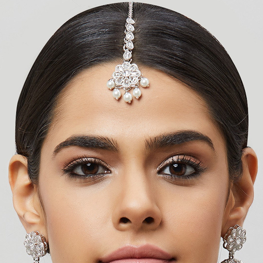 Foreign Trade India Flower Eyebrow Pendant Headwear Vintage Alien Pearl Headwear Bride Headwear Hair chain