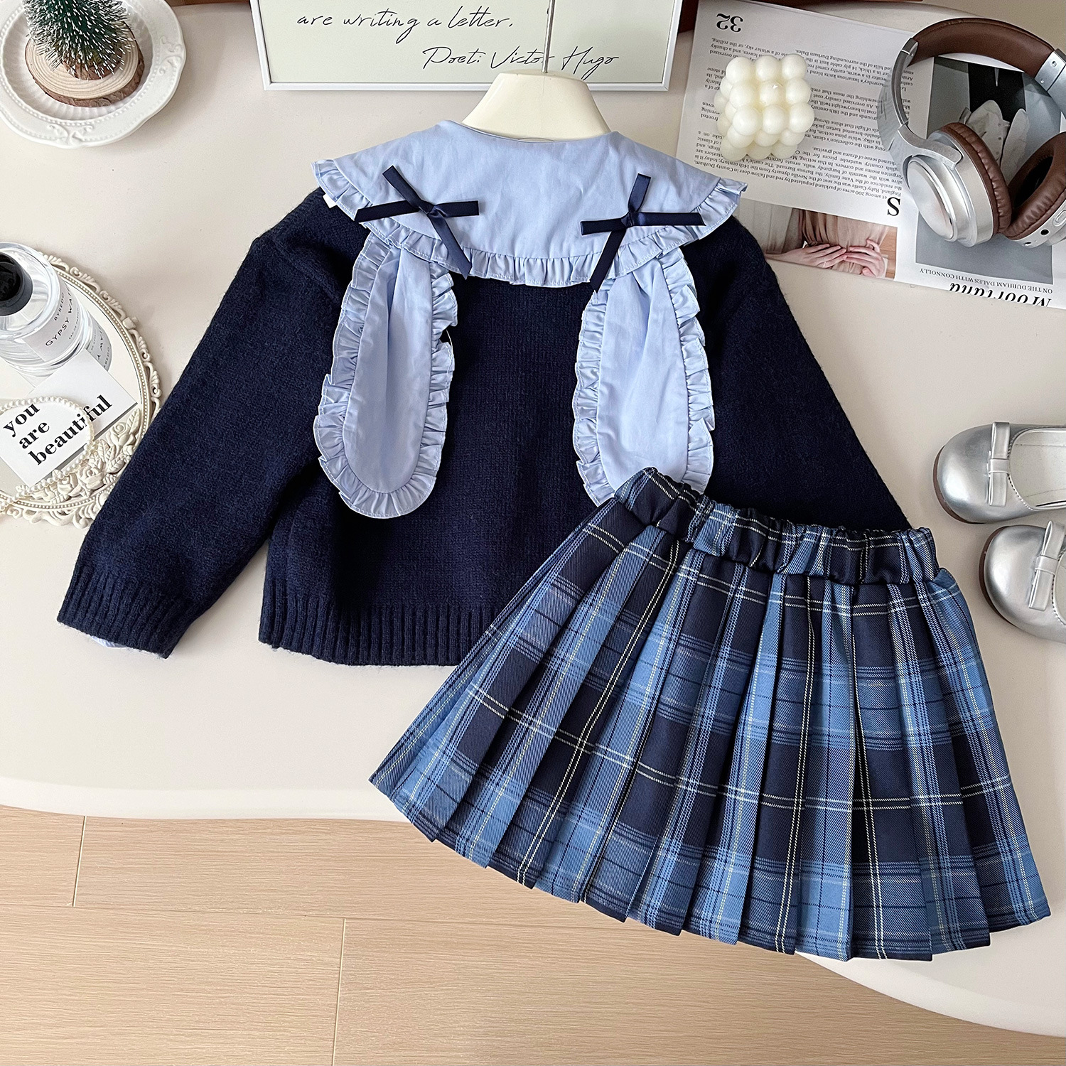 Girl 2024 New College Style Rabbit Police Officer Clothes JK Children's Skirt Stylish 3-Piece Set 67597_voghion.com