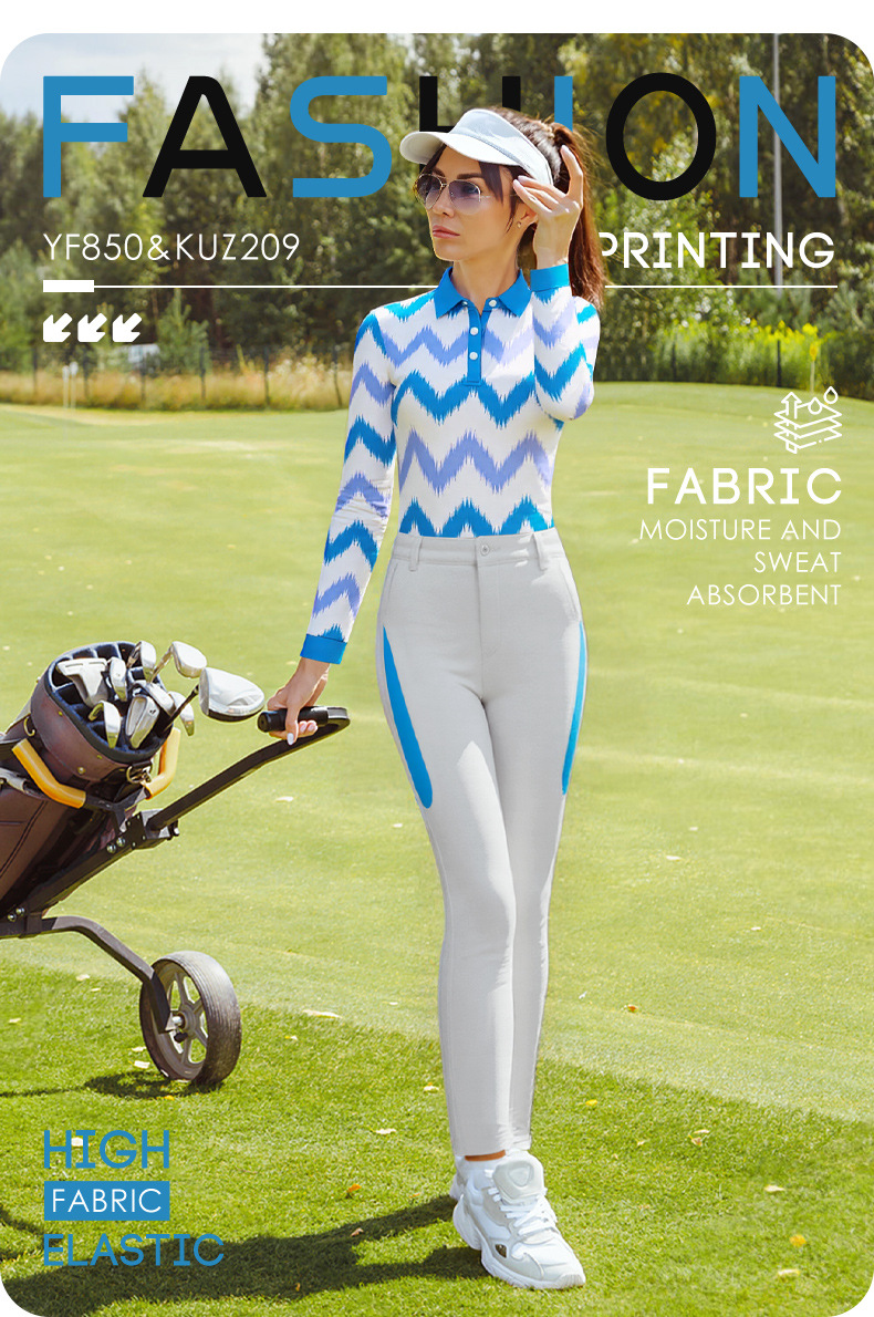 Áo polo dài tay đồng phục golf in logo miễn phí — Bộ đồ caddie nữ [Quần trên màu xanh nhạt] YF848 KUZ210/209, Bộ đồ caddie nữ [quần áo màu xanh nhạt] YF851 KUZ210/209, Bộ đồ cùng mẫu cho nam tùy chỉnh, Bộ đồ caddie nữ [quần áo màu xanh] YF850 KUZ210/209 chi tiết 27
