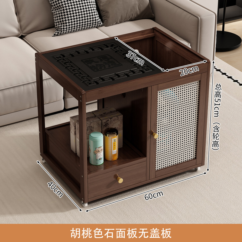 [월넛 컬러] 쇼트 티 테이블 + 두꺼운 돌