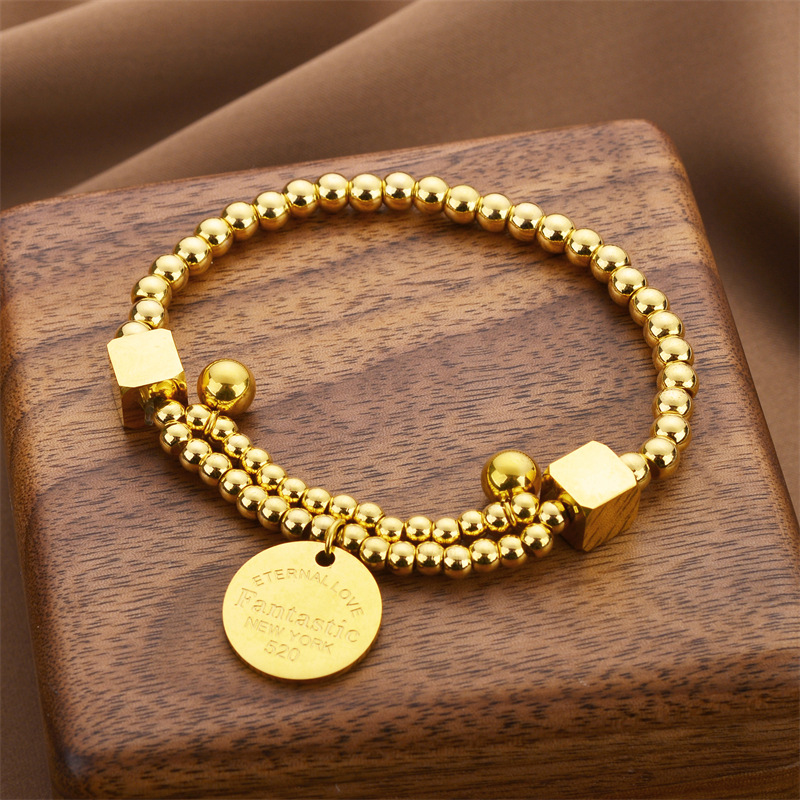 Joyas transfronterizas europeas y americanas Pulsera de acero de titanio de todo fósforo Versión coreana del temperamento bohemio Pulsera de acero de titanio que no se desvanece Joyería femenina