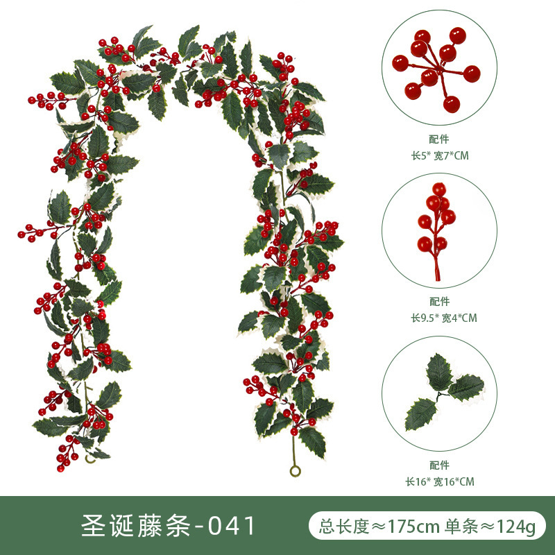 Vid de simulación Amazon ambiente navideño decoración del hogar fabricante fruta roja ratán de simulación ratán navideño