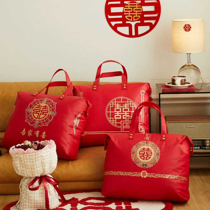 Свадебное одеяло, свадебная сумка, набор из четырех предметов, упаковочная сумка, свадебное одеяло, большая сумка для хранения, красная сумка-оксфорд