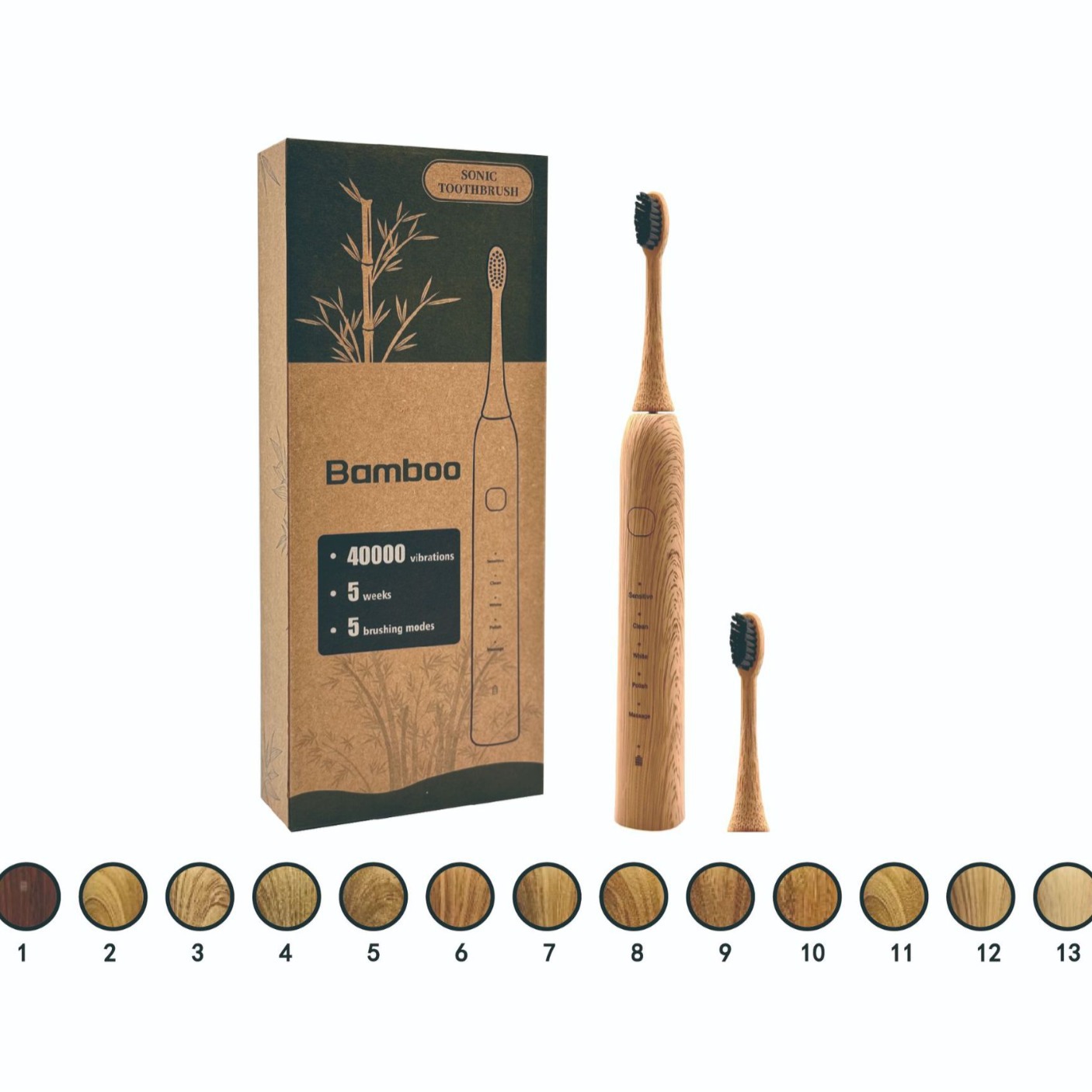 Household Sonic Vibration Bamboo Electric Toothbrush Waterproof Rechargeable Bamboo Electric Toothbrush Soft Bristles Travel Portable Batch