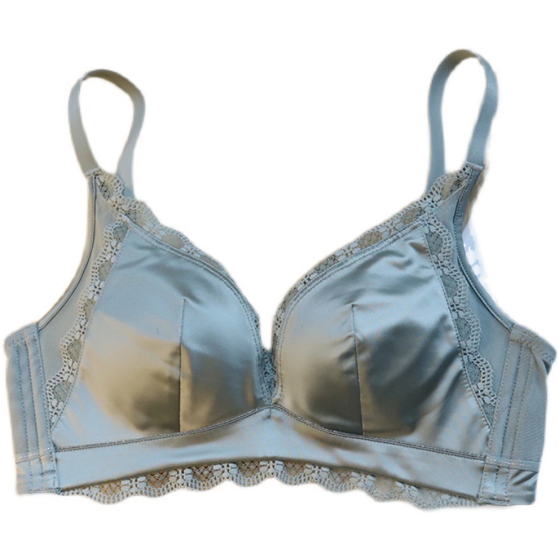 Francés satén sensible a la luz Proteína de seda no magnético medio grueso taza pequeño pecho push up colección sujetador de mama traje 366