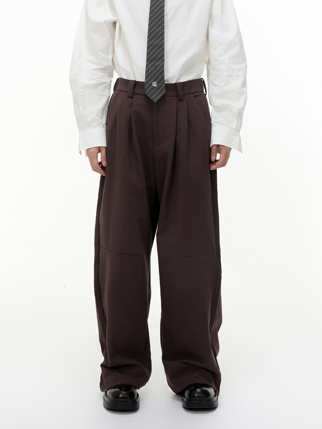 MTLCLOTHES Hombres| Coreano de color sólido corto chaqueta de doble cremallera con piernas anchas y pantalones casuales con base