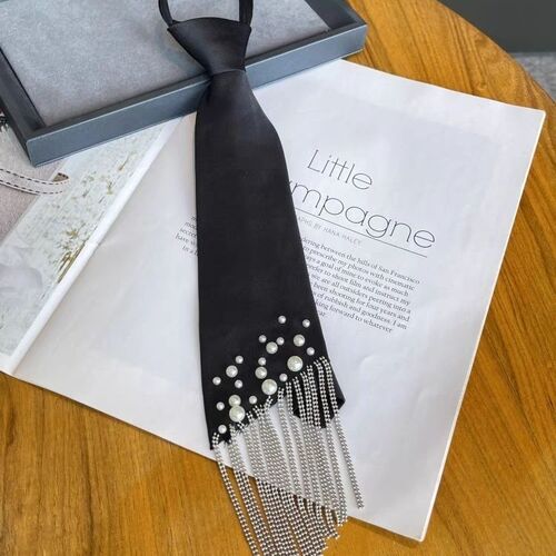 Korean style tie, college style, solid color, knot-free cross, personalized fashion decorative shirt, bow tie, women's neckline accessories
