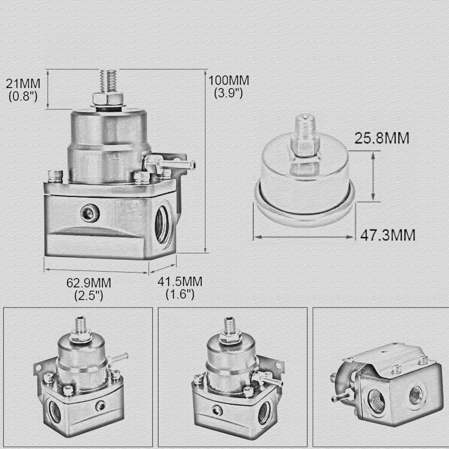 Multicolor Adjustable Fuel Pressure Regulator Kit + 160PSI Fuel Level Gauge + AN6 Fuel Connector
