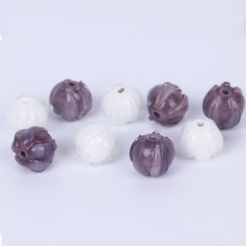 New wholesale purple bellflower bead glass bead, glass flower bud scattered bead hairpin earrings DIY handmade accessories
