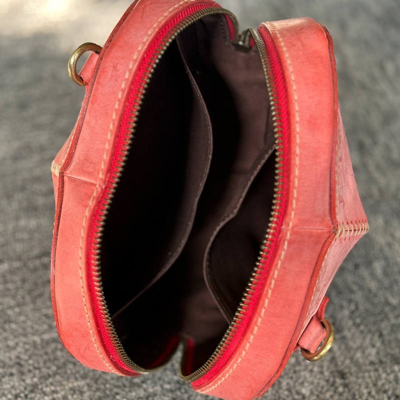 PiTao Heart Whale Song Original Design New Foggy Wax Cowhide Heart-Shaped Bag Handbag Underarm Crossbody Bag Sweet Girl's Purse - Thumbnail 4