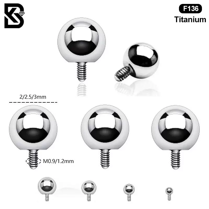 F136钛合金外牙球2345mm外螺纹F136钛圆球适配内牙杆个性跨境饰品
