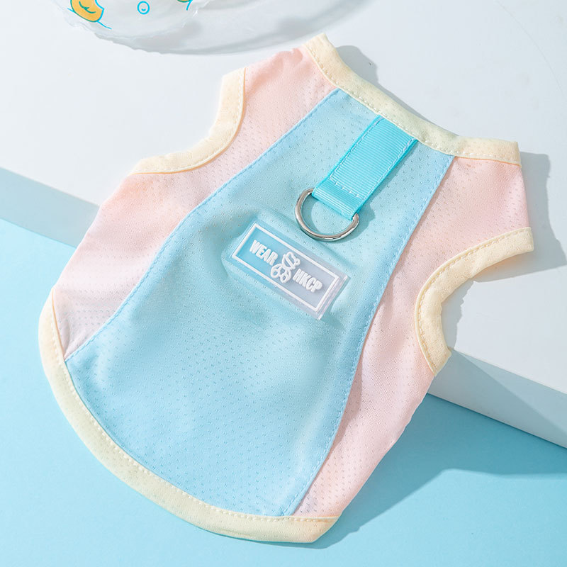 Macaron de verano transfronterizo, malla de mariposa pequeña, protector solar, chaleco de tracción fresco y transpirable, ropa para perros pequeños y medianos