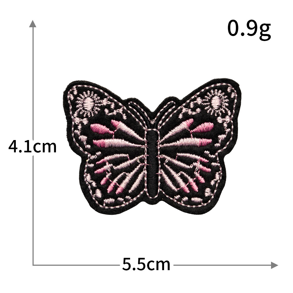 Pegatinas de tela de bordado de mariposa de color, sin costura, bordado por computadora, accesorios de ropa de bricolaje, pegatinas decorativas, pegatinas de parche, personalización al por mayor
