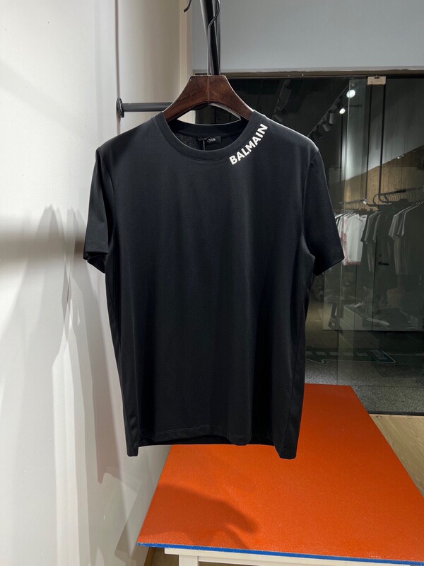 Balmain Balmain Spring and Summer New Letter Printed Round Neck Short-Sleeved T-Shirt Men's Casual Simple Bottoming Shirt Trendy