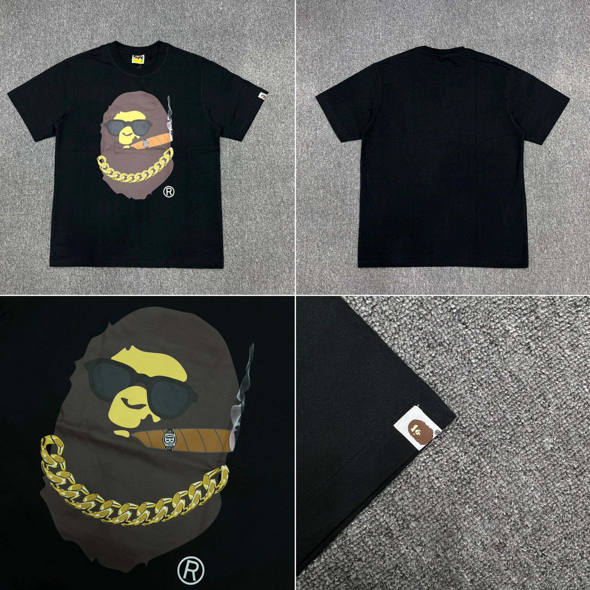 Стильный брендовый топ BAPE с половинными рукавами TEE для мужчин и женщин, камуфляж голова обезьяны, высокого уровня, свободный крой, короткий рукав