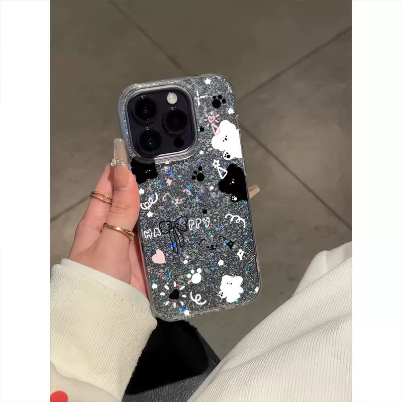 Apple, iPhone16, совместимый чехол для телефона, прозрачные модные ногтевые sequins, 15promax, 14promax