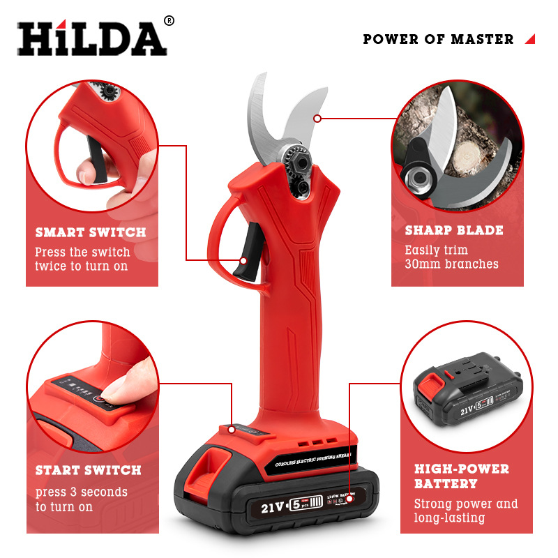 HiLDA tijeras de podar eléctricas de litio sin cuerda tijeras de rama recargables tijeras de rama gruesa tijeras eléctricas Herramientas de jardín