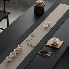新中式禅意桌旗布艺茶席硅藻泥轻奢茶桌垫布茶台茶垫长条批发