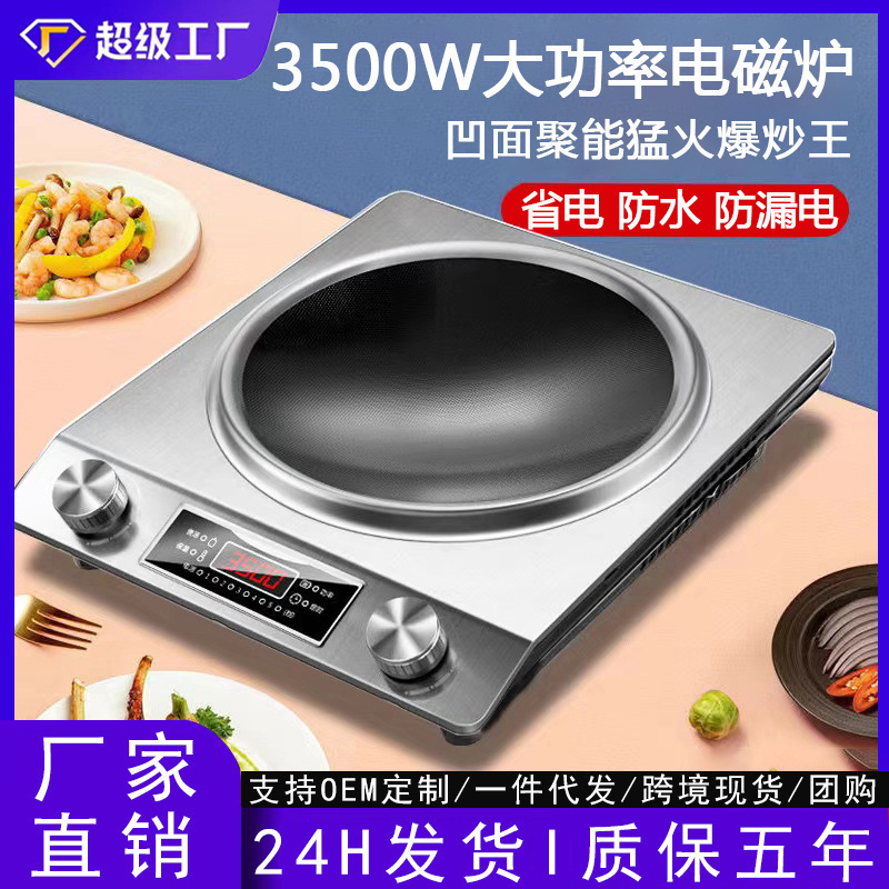 Induction Cooker Set with Pot for Home and Commercial Use, High-Power Induction Stove for Cooking, Electric Ceramic Concave Stove, Cross-Border Us Standard