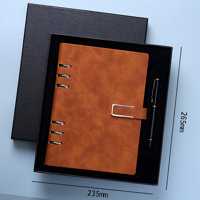 Caja de regalo de cuaderno de folga personalizada logoa5 cuaderno de folga desmontable b5 cuaderno de notas de negocios