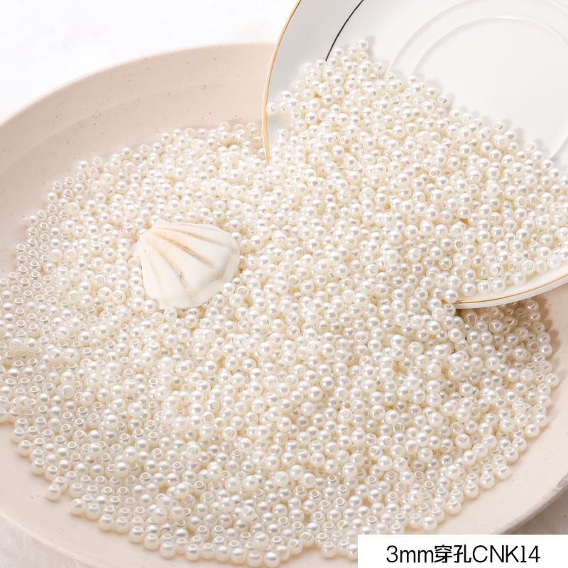 3-10mm blanco puro beige perforado ABS perla de plástico diy zapatos ropa ropa sombrero pendientes pulsera collar con cuentas