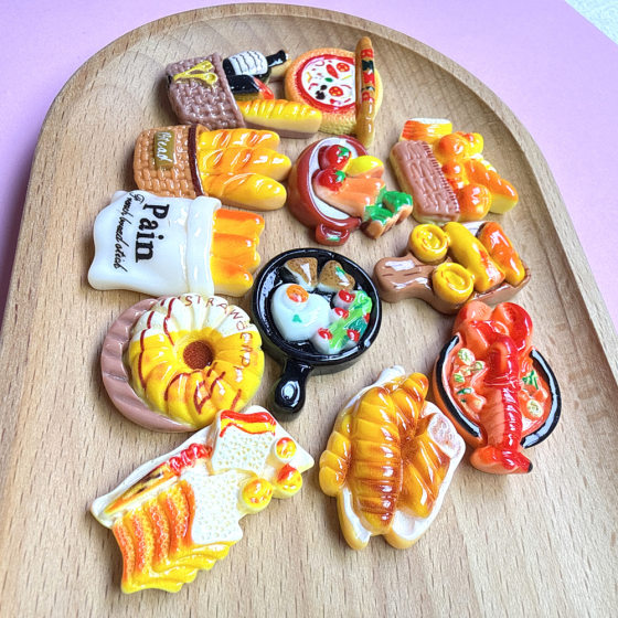 Cartoon diy resin accessories accessories food play bread lobster cream glue handmade hair clip mobile phone case shoe buckle