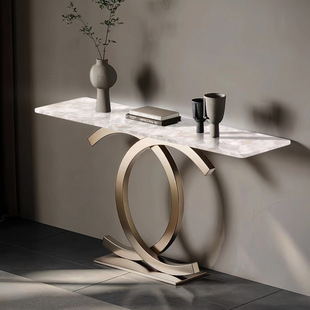 Luminous Jade Console Table Modern Simple Accessible Luxury Corridor Entry House Living Room Logo Metal Base Console Rack