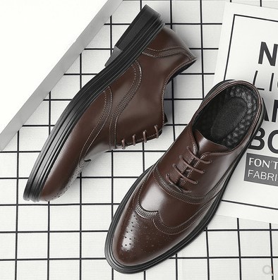 Men's Formal Leather Brogue Shoes Breathable Business Style_voghion.com