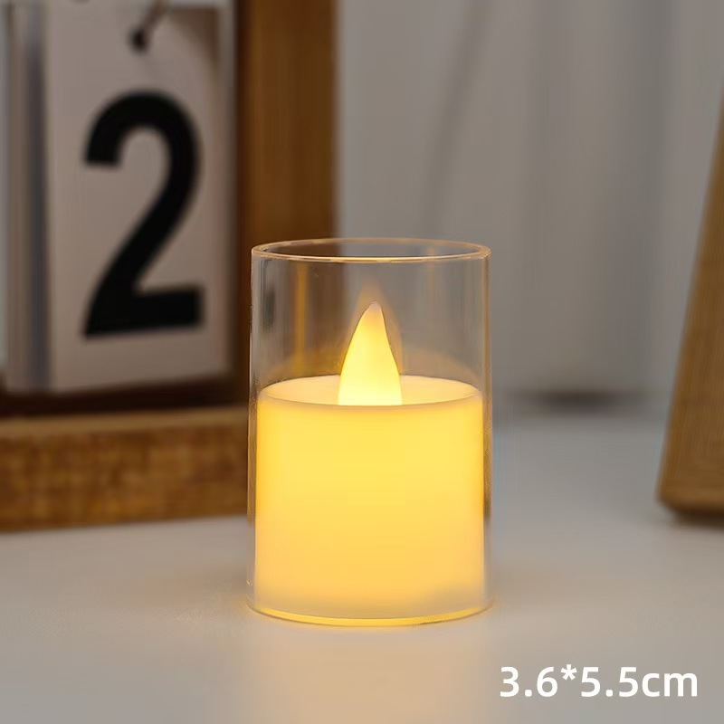 Vela electrónica LED Luz de vela electrónica Adornos Vaso de cristal de simulación Cumpleaños Accesorios de boda creativos Luz larga