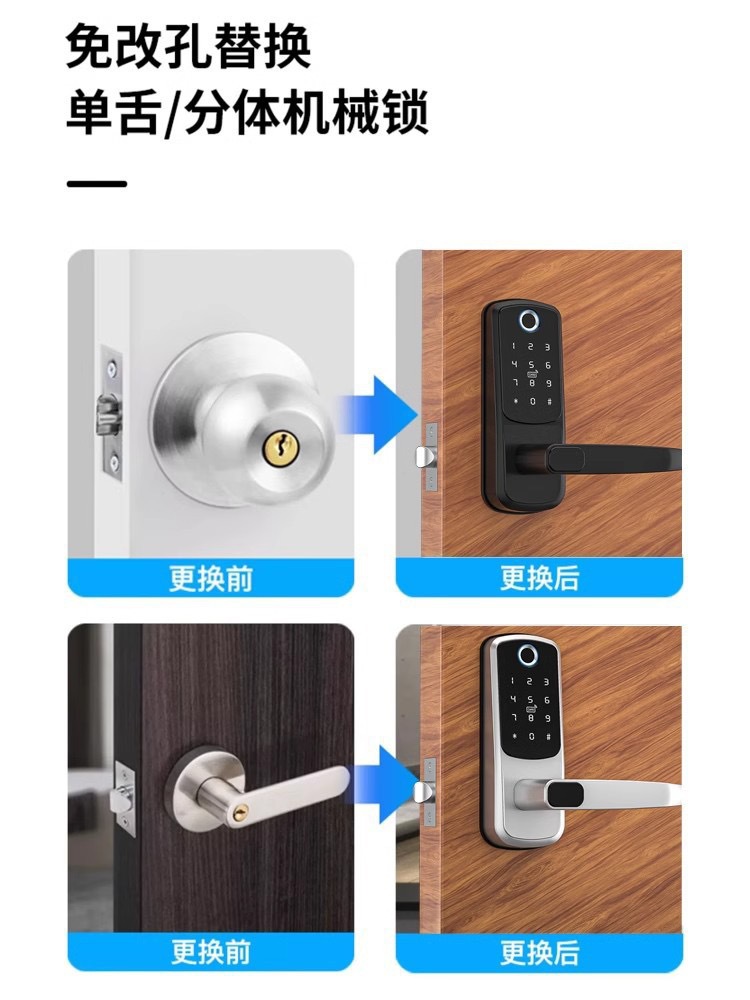 跨境卧室指纹锁通通锁IC卡锁涂鸦锁密码锁