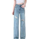 150cm Small Narrow Ripped Jeans Women's Summer High Waist Thin Straight Leg Wide Leg Pants 145 High Pants