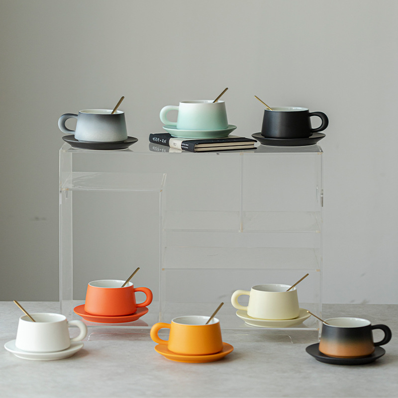 Modern Minimalist Ceramic Coffee Cup And Saucer Set_voghion.com