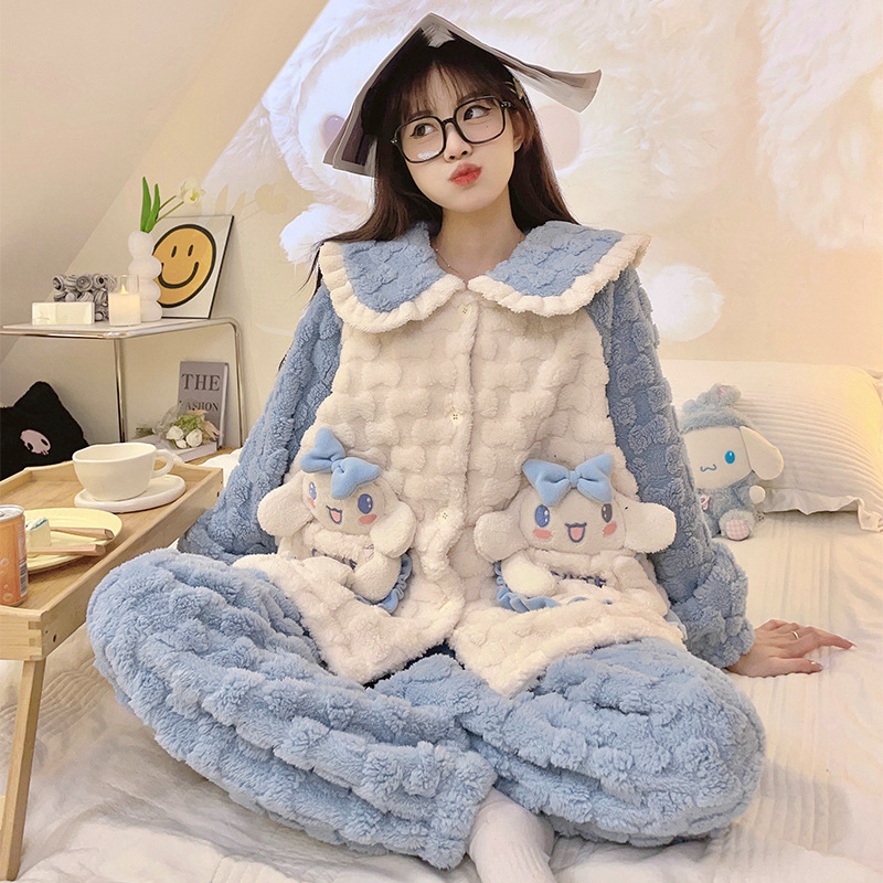 Jacquard Velvet Pajamas Women's Autumn and Winter Thickened Coral Velvet suit Winter Warm Long-sleeved Trousers Home Clothes Jacquard Velvet Pajamas Women's Autumn and Winter Thickened Coral Velvet suit Winter Warm Long-sleeved Trousers Home Clothes
