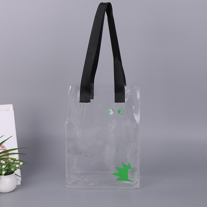 现货大透明pvc手提袋车缝塑料化妆品购物袋果冻包礼品袋可印logo