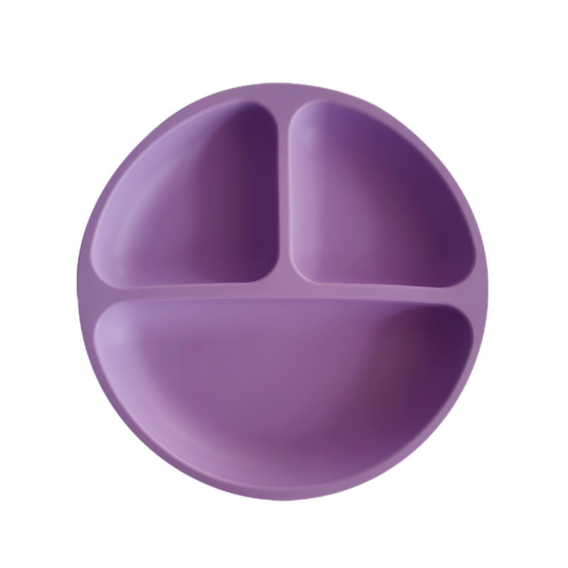 Silicona bebé cena placa redonda cara sonriente vajilla de silicona de los niños plato de cena de silicona suplemento de alimentos para bebés plato de cena del compartimiento