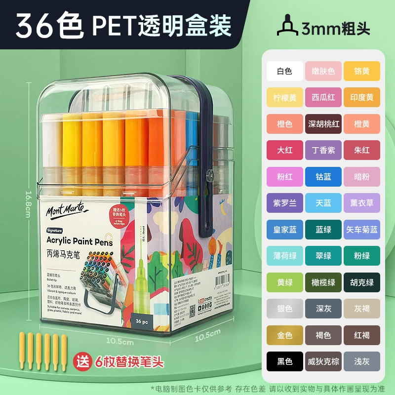 蒙玛特 Акрил, маркер, пигментная сумка- shopper, кошелек, набор, 36 цветов, ручная роспись