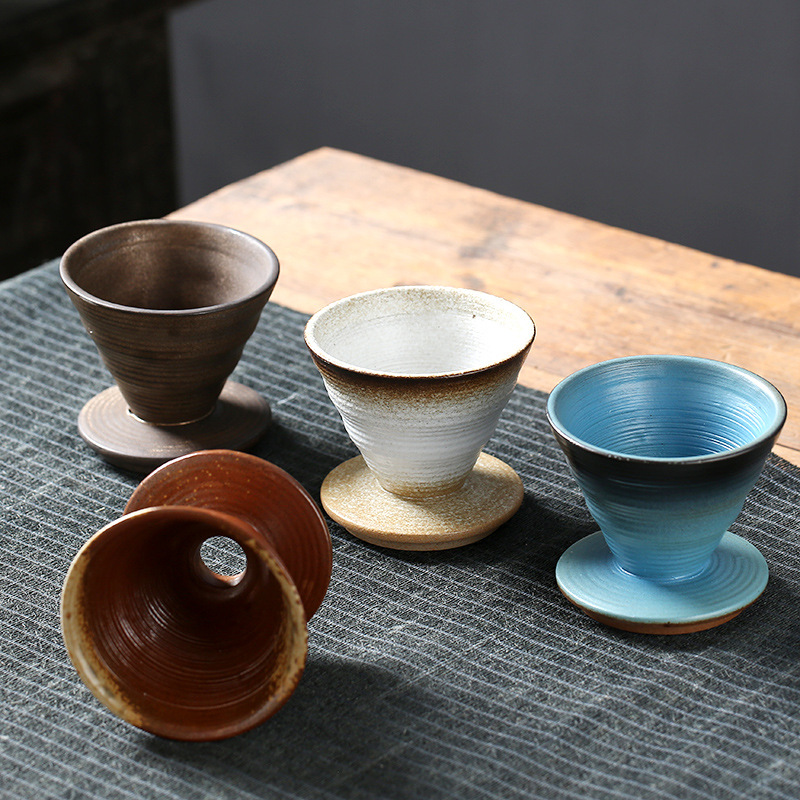 Ceramic filter cup filter stoneware kiln tapered spiral funnel filter drip hand-brewed coffee set