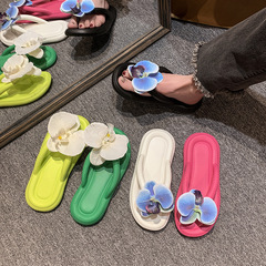 Butterfly Blue Design Thick Sole Herringbone Slipper with Soft Sole, Women's Casual Non-slip Fashion Beach Sandals for Summer