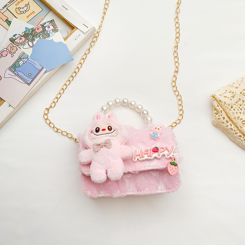 Dulce princesa bolso de hombro de perlas portátiles 2025 mini bolso de cadena de arco para niños