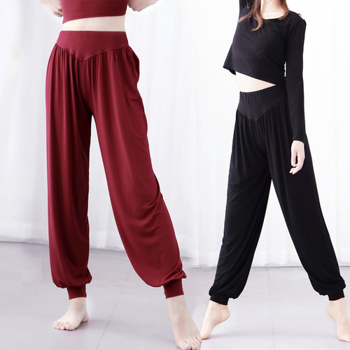 Modern dance trousers for women, adult square folk dance training uniforms, harem body yoga high-waisted lantern pants