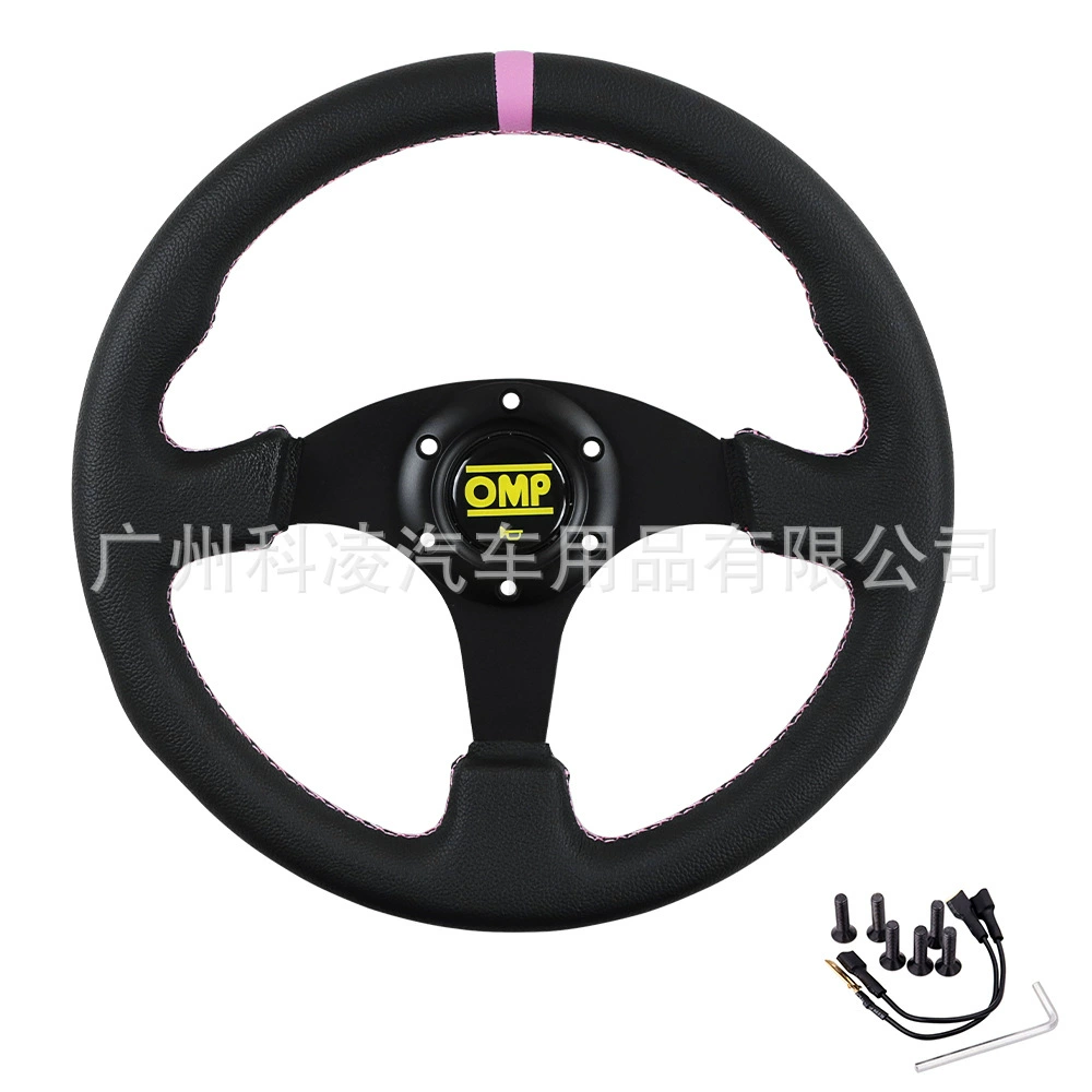 Новый быстросъемный руль OMP в модификации автомобиля 14-дюймовый кожаный плоский руль матовая кожа замша Универсальный