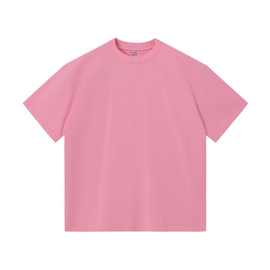 240克复古女装水洗纯棉短袖修身做旧圆领重磅t恤夏季粉色上衣高弹