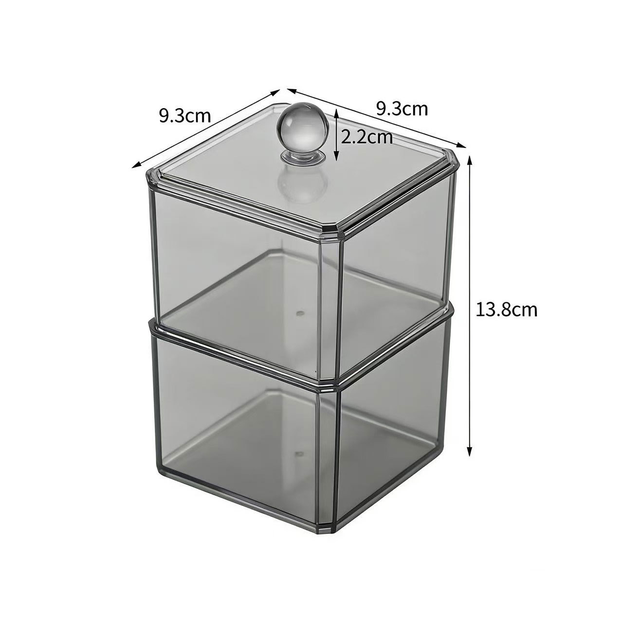 [Tienda de fábrica gris transparente] caja de almacenamiento de algodón acrílico se puede superponer portátil permeable a la ceniza para el almacenamiento de maquillaje doméstico