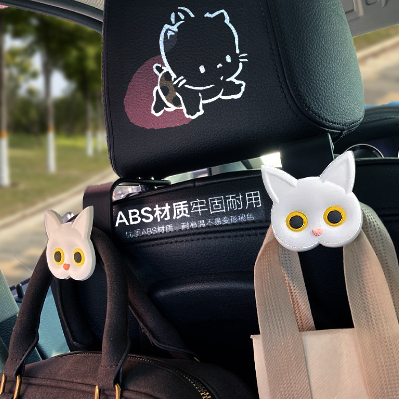 Boom 3D Cartoon Cat Asiento de fila trasera Gancho multifuncional Gancho pequeño de artículos colgantes ocultos creativos