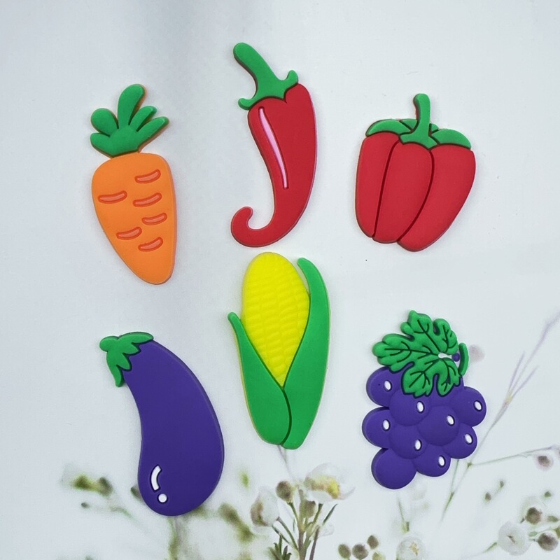Cartoon Vegetables Carrot Corn Eggplant Pvc Soft Plastic DIY Phone Case Croc Shoes Water Cup Hairpin Refrigerator Magnet